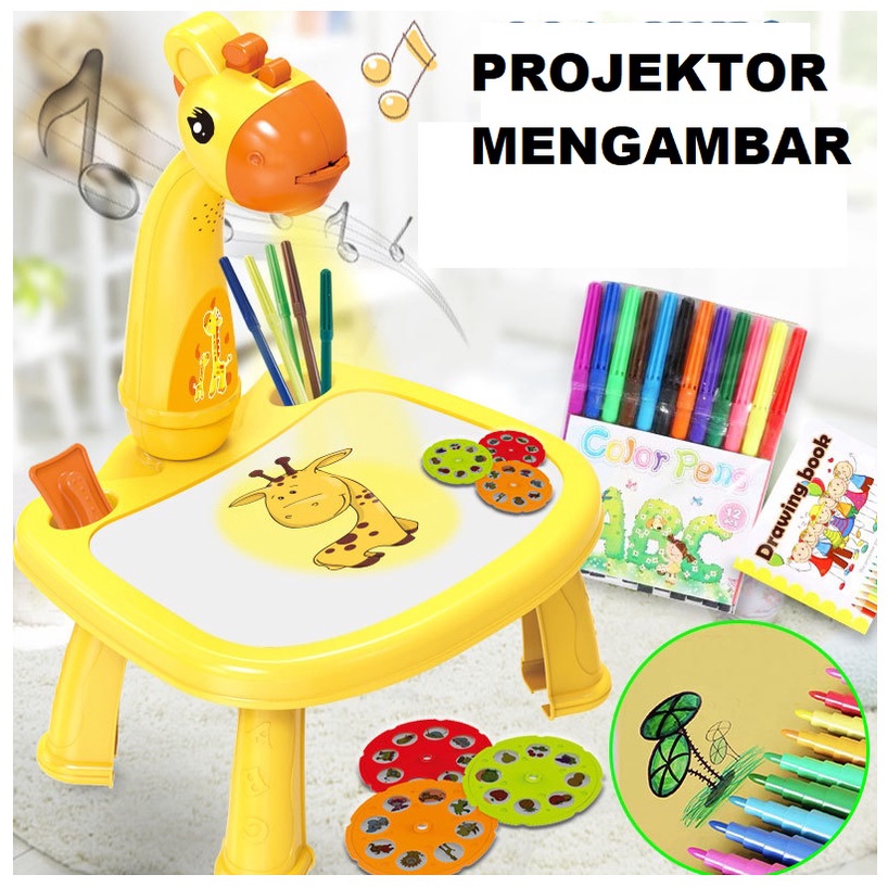 MAINAN ANAK DIY CRAYON DRAWING GAMBAR EDUKASI MEJA PROJECTOR ART PAPAN BELAJAR PROYEKTORETOY KID DRA