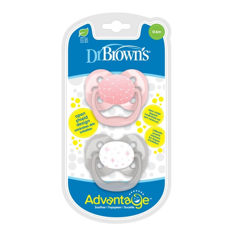 Dr Brown’s isi 2 Advantage Pacifier Stage 1 &amp; Stage 2 Empeng Kompeng bayi Dr Brown Glow In The Dark