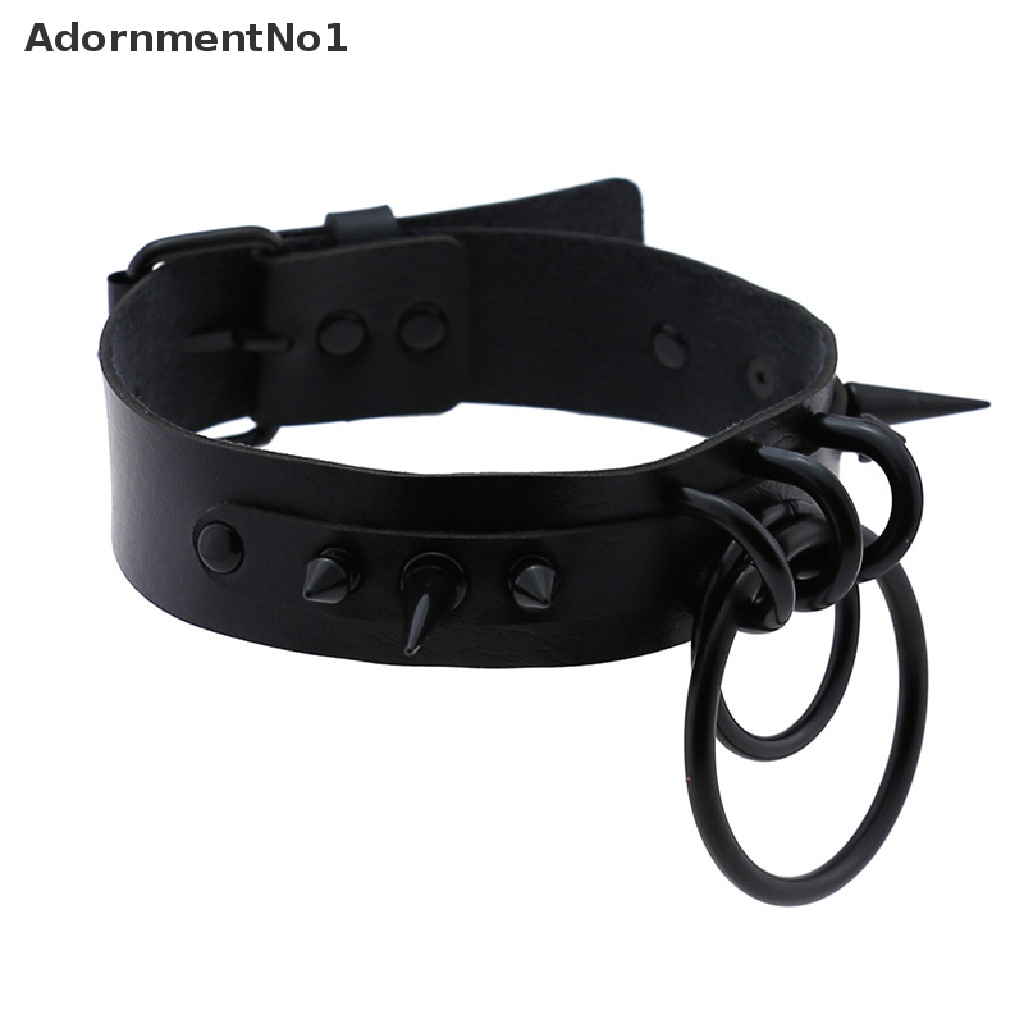 (AdornmentNo1) Kalung Choker Bahan Kulit Imitasi Model Gothic / Punk Untuk Unisex