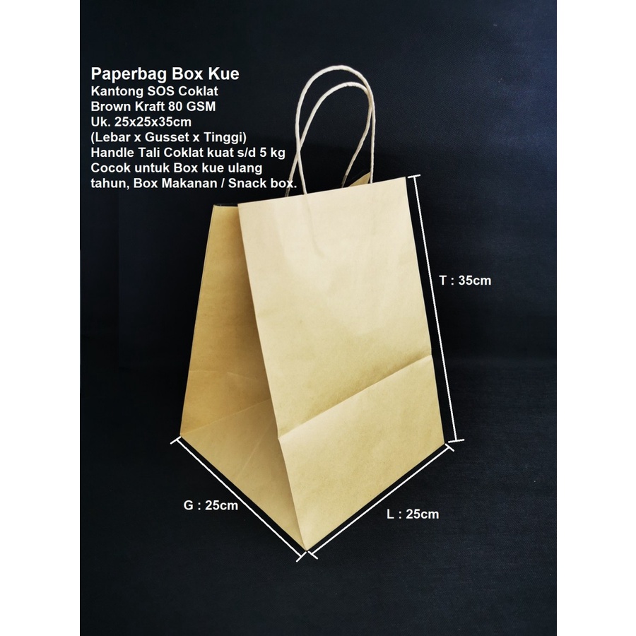

Paperbag Coklat Snack Lunch Box Yoshinoya 25x25x35cm 80 gsm +Tali
