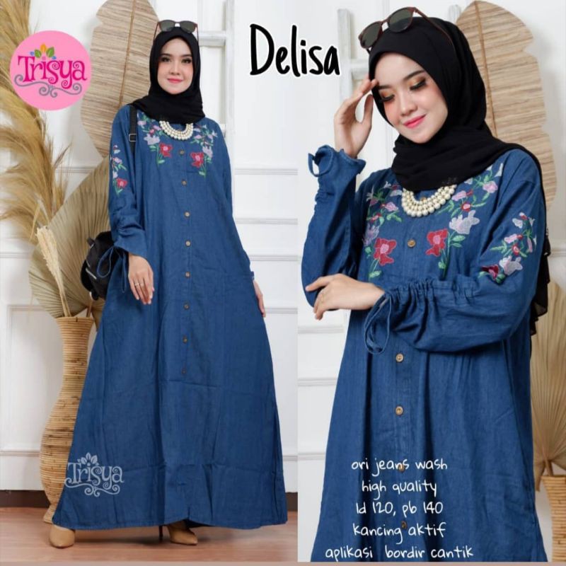 Gamis jeans BORDIR (LD±110) @100K min 2pcs