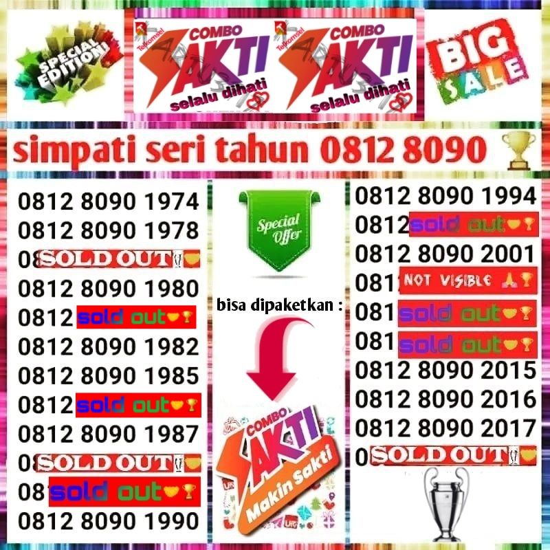 NOMOR CANTIK SIMPATI SERI TAHUN SAKTI COMBO PILIHAN SERI 0812