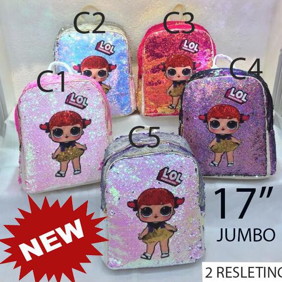 TAS RANSEL Sequin JUMBO LOL Payet Manik2 Ukuran Besar SD Sampai Remaja