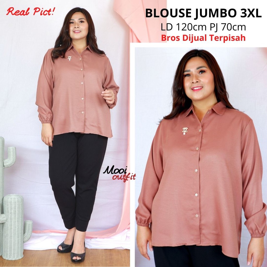 Kemeja Jumbo Wanita / Kemeja Wanita Jumbo Ld 120 / Kemeja Polos Jumbo Wanita / Atasan Wanita Jumbo / Blouse Wanita Jumbo