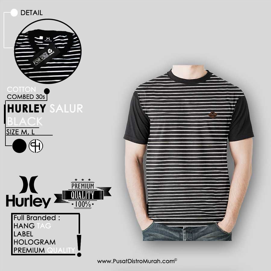 Kaos Distro Hurley Salur Black - Hitam Grade Original Premium