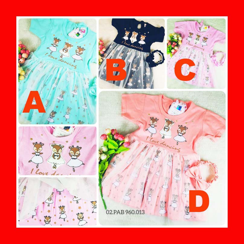Baju Anak Bayi Perempuan Dress Bayi Cewe Murah Bandana Love Dancing