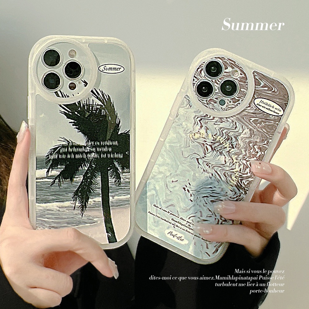 Ins Casing Iphone 13 XS XR 11 12 Mini PRO MAX Motif Pohon Kelapa Transparan