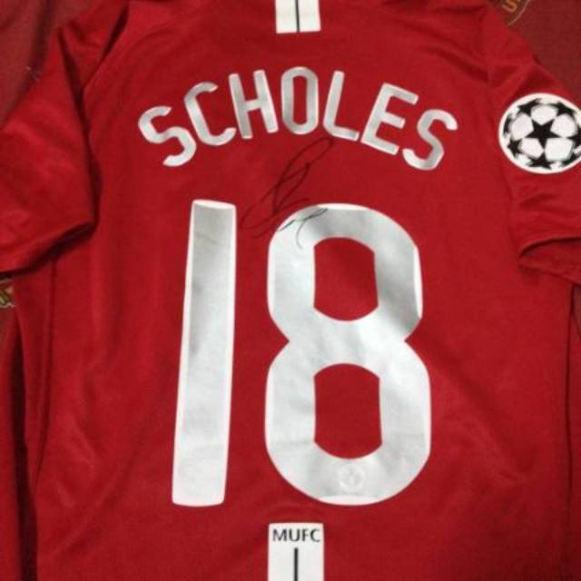 Jersey Manchester United Original Final Moscow Champions Moscow 2008 signed by PAUL SCHOLES