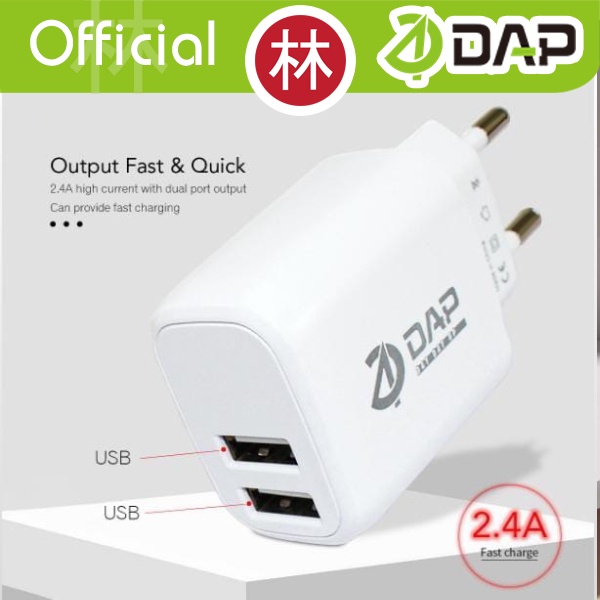 DAP D-A2M Travel Charger Dual Output Fast Charger 2.4A