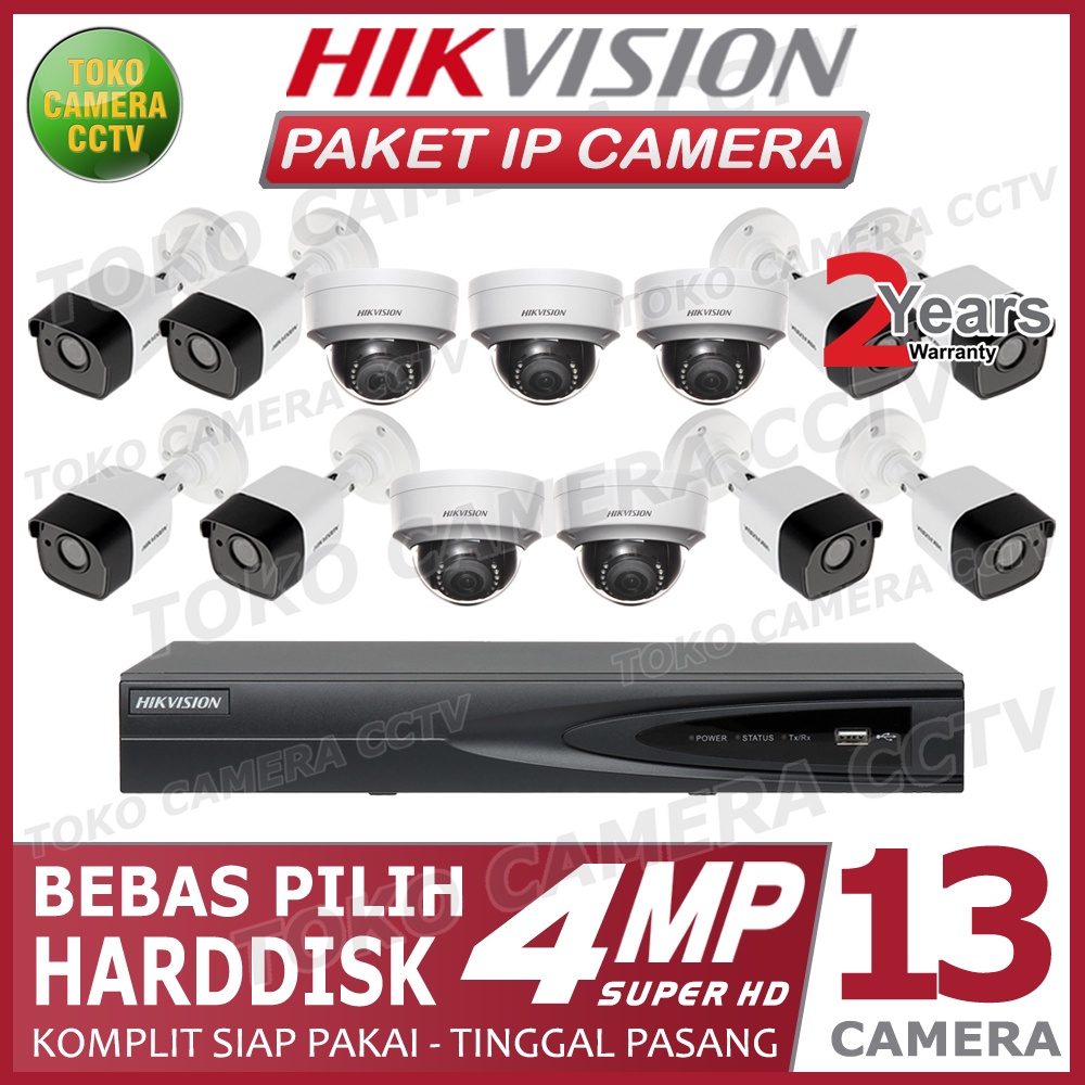 PAKET IP CAMERA HIKVISION 4MP 16 CHANNEL 13 KAMERA