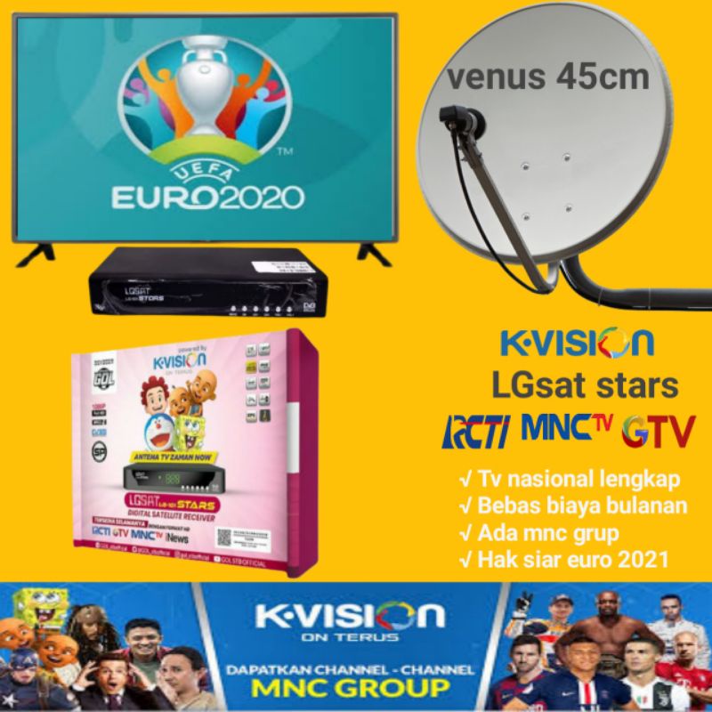 Parabola mini 45cm lengkap k vision lgsat stars