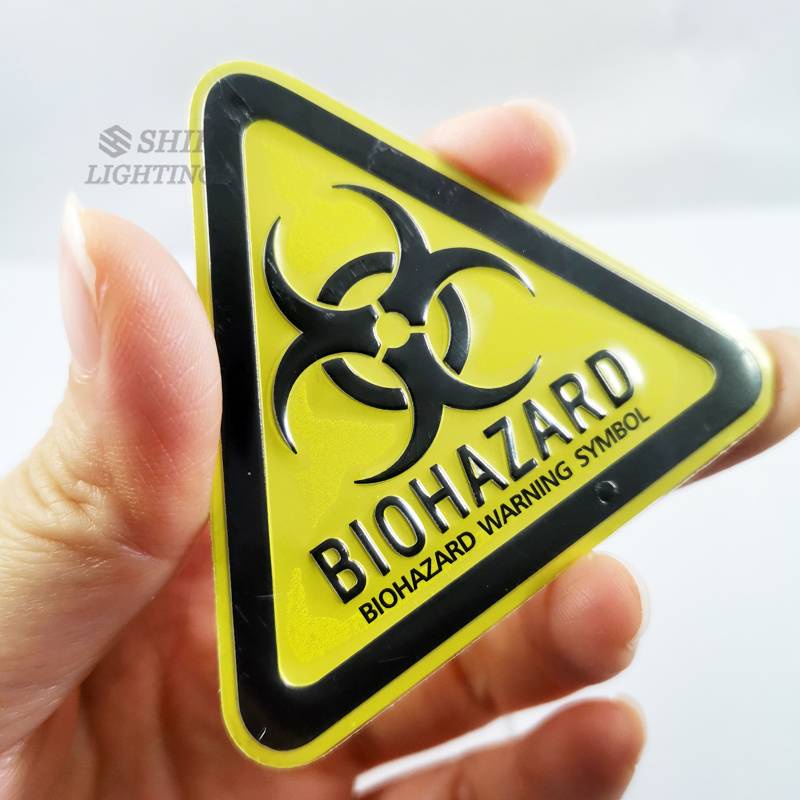 1 X Aluminum BIOHAZARD Warning Symbol Emblem Sticker Badge Decal Replacement