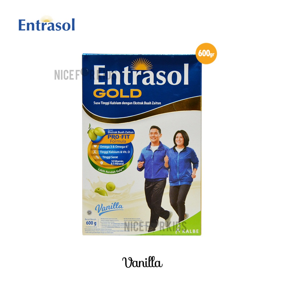 Entrasol Gold Ukuran 580gr Susu Bubuk Tinggi Serat dan Kalsium Membantu Memelihara Kepadatan Tulang