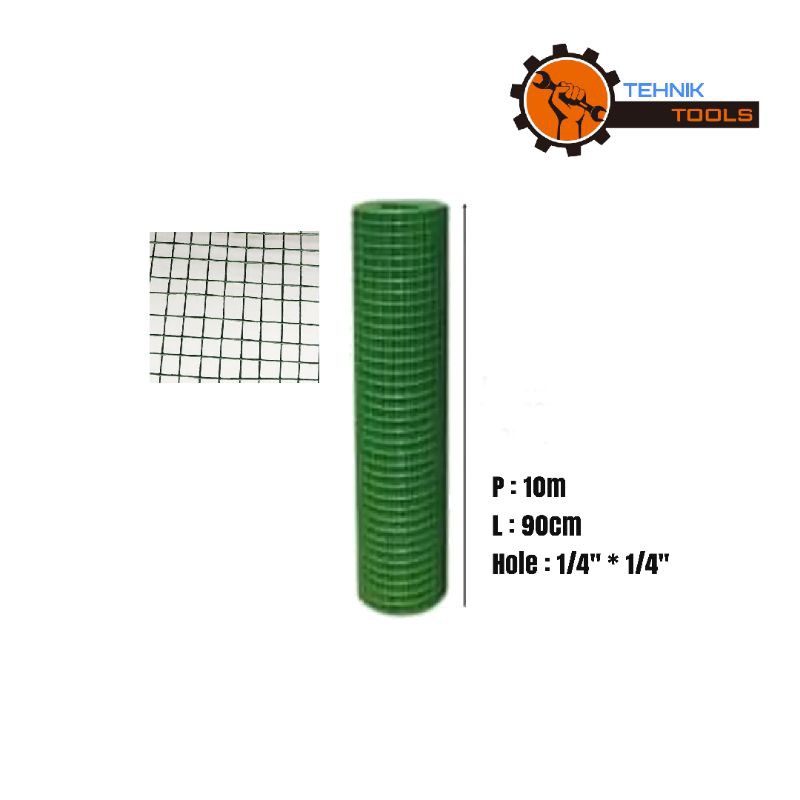 1 Roll Kawat Loket Hijau 1/4 Inch Kawat Gulung Kawat Ram Kawat Pvc Kawat Burung Kawat Kandang