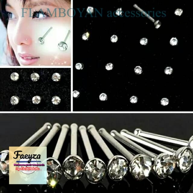 Anting hidung/stud nose/anting tusuk stenlis isi 24 pcs