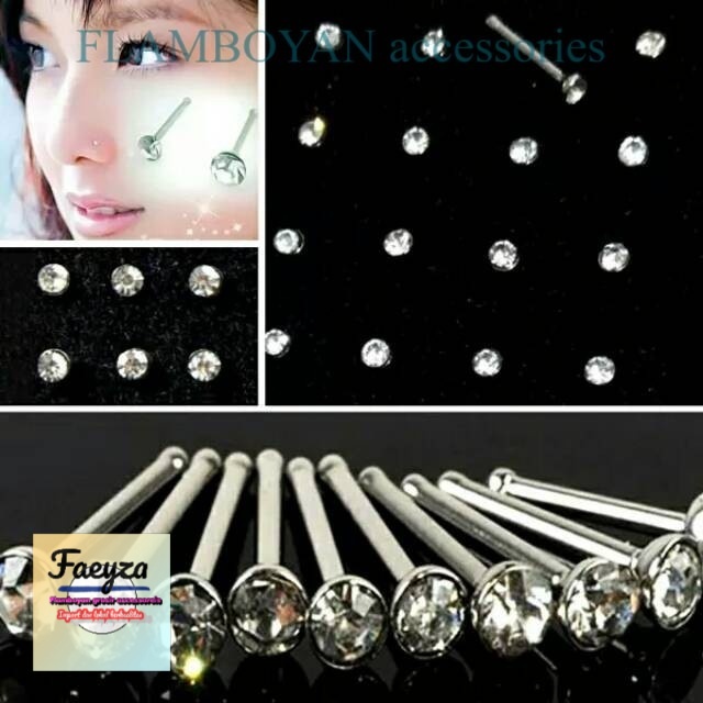 Anting hidung/stud nose/anting tusuk stenlis isi 24 pcs