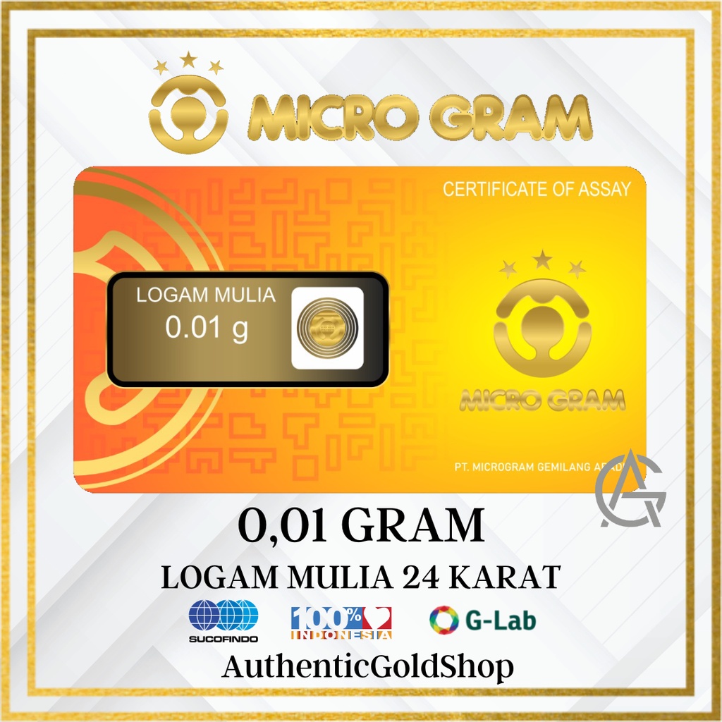 Emas Micro Gram 0,01gram Logam Mulia 24 Karat Original Product Mini Gold Mini Gram Micro Gold Mini Gram Souvenir Murah Toko Emas