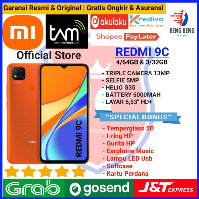 Jual XIAOMI REDMI 9C RAM 4/64GB 3/32GB GARANSI RESMI TAM XIAOMI