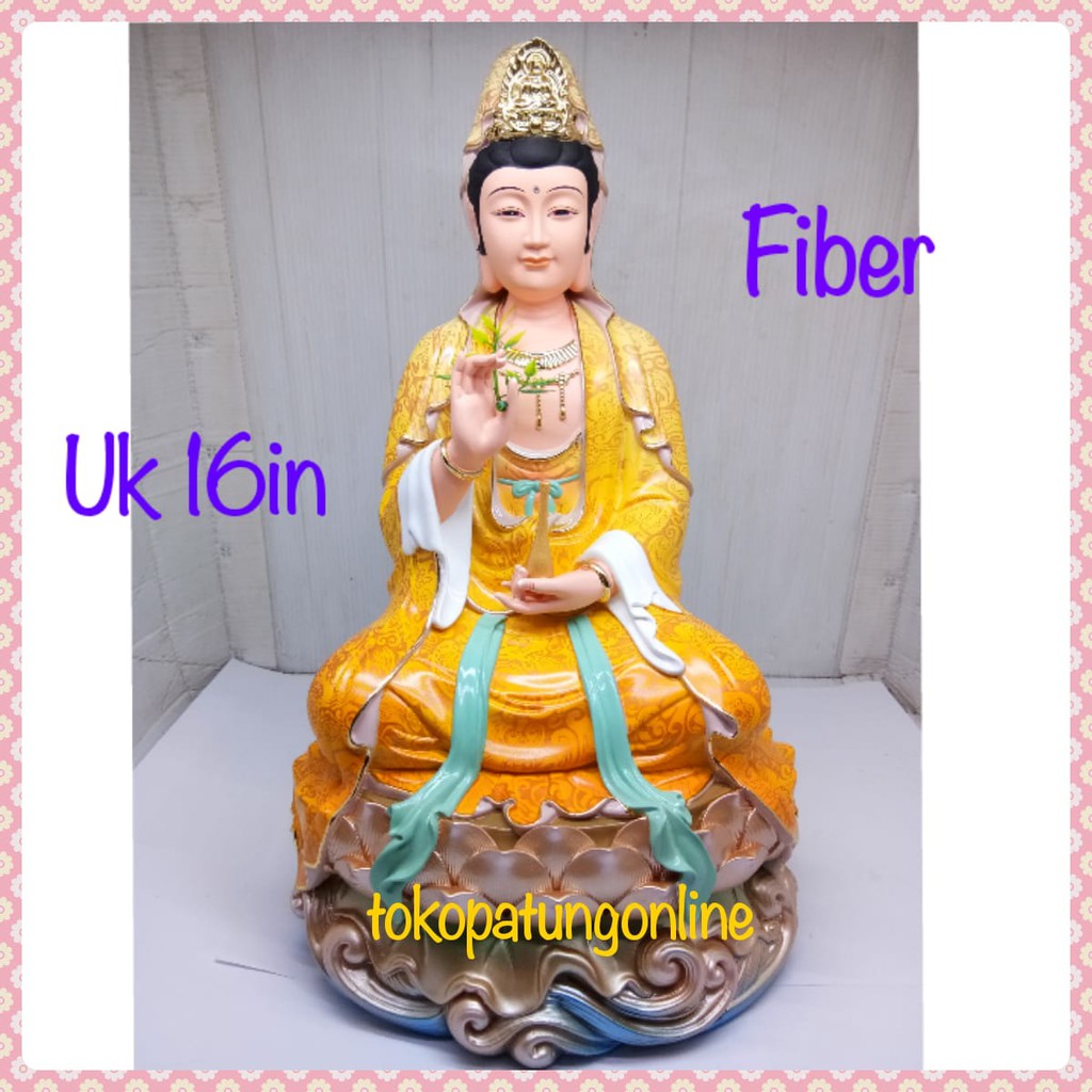 Patung Kwan Im Fiber Kuning T016