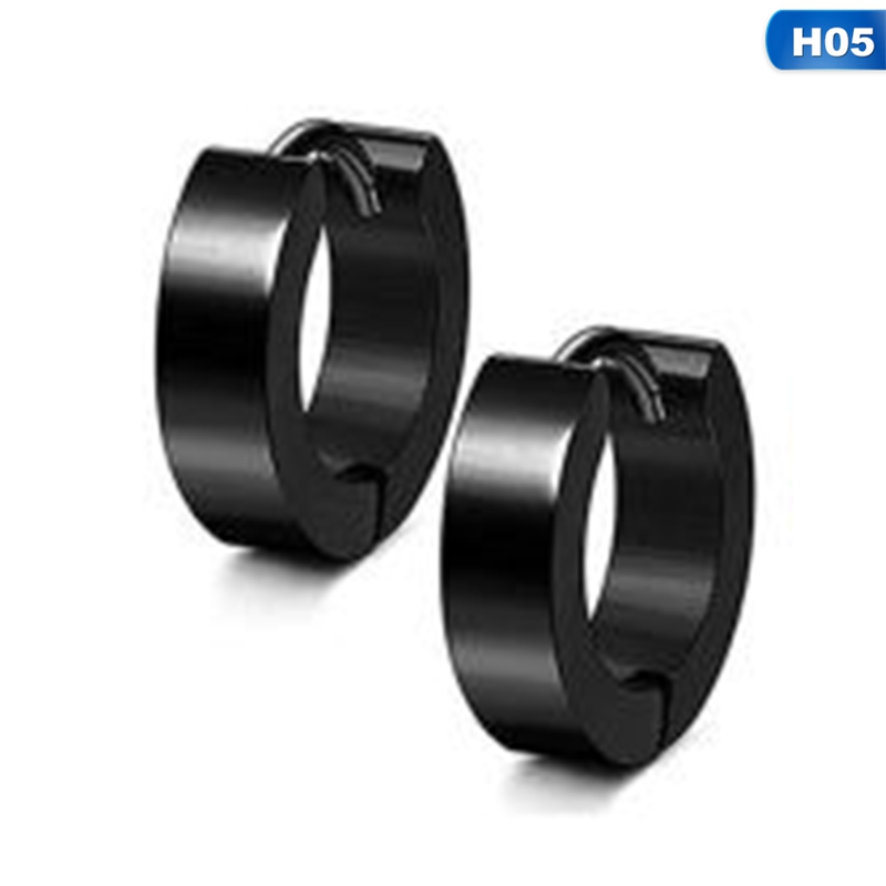 Anting Tindik Bahan Stainless Steel Warna Hitam Gaya Punk Gothic Untuk Unisex