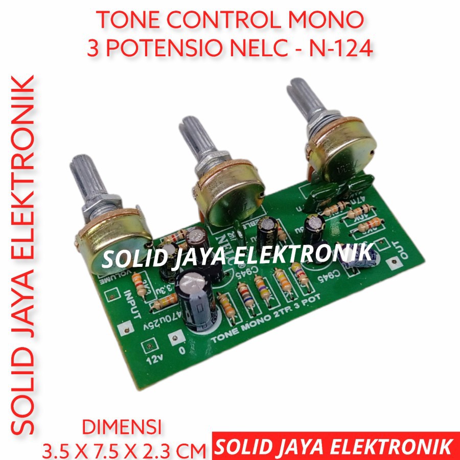 KIT TONE CONTROL MONO PLUS 3 POTENSIO 2 TR TRANSISTOR NELC N-124 N 124 N124 NELC ASLI ORIGINAL