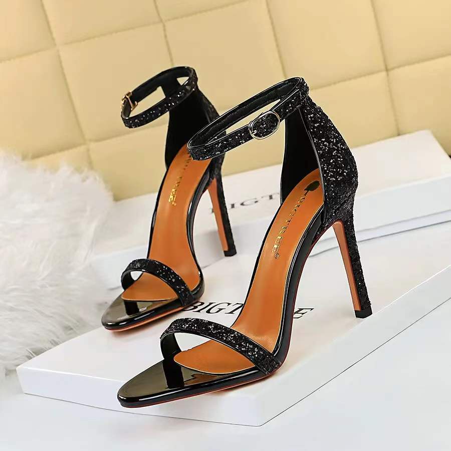 Premium Glitter Ankle Strap Open Toe Heels 5154 (36-40)