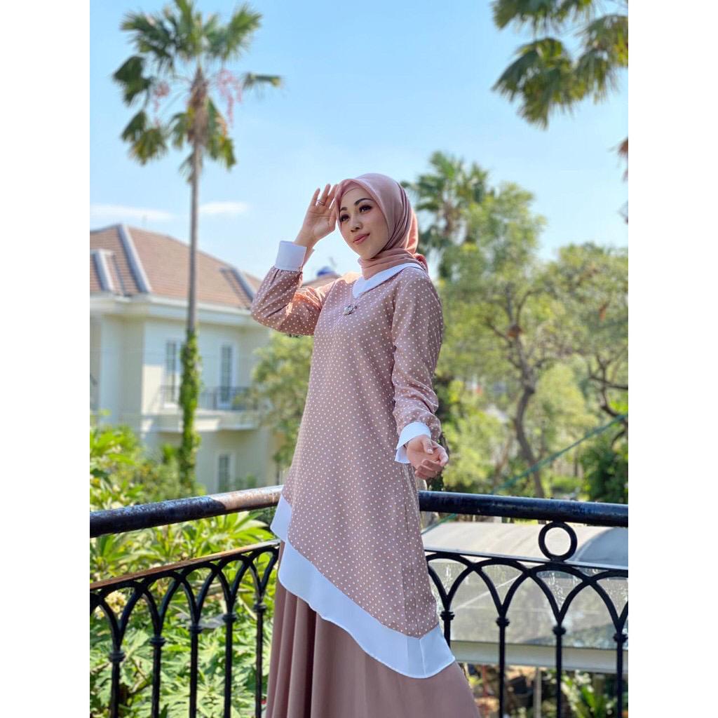 MDLY15 GAMIS DRESS BAJU ATASAN TUNIK KEMEJA WANITA TERBARU NAURA TUNIK BY MDLY M022