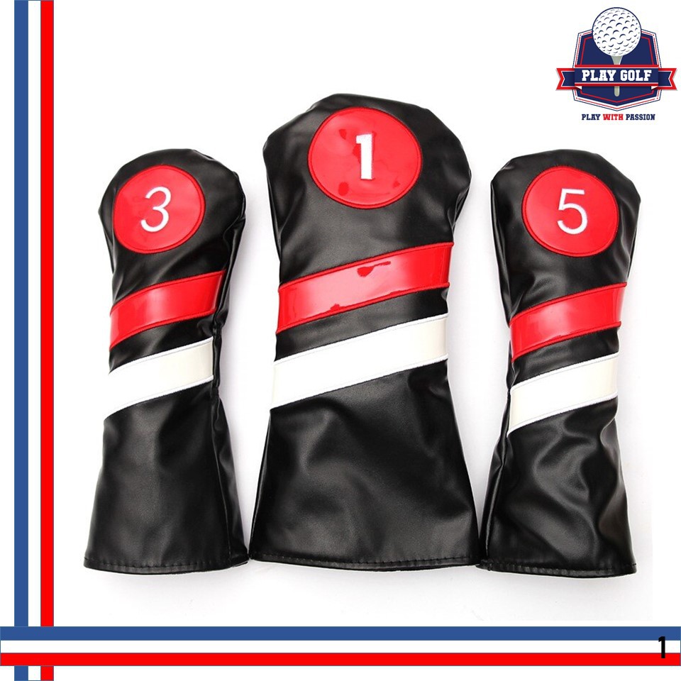 Sarung Stick Golf Wood Hybrid Rescue Driver Set Headcover Cover 3 Pcs