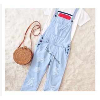 Jumpsuit Ripped  Jeans  Wanita Overall Baju  Kodok  Warna 