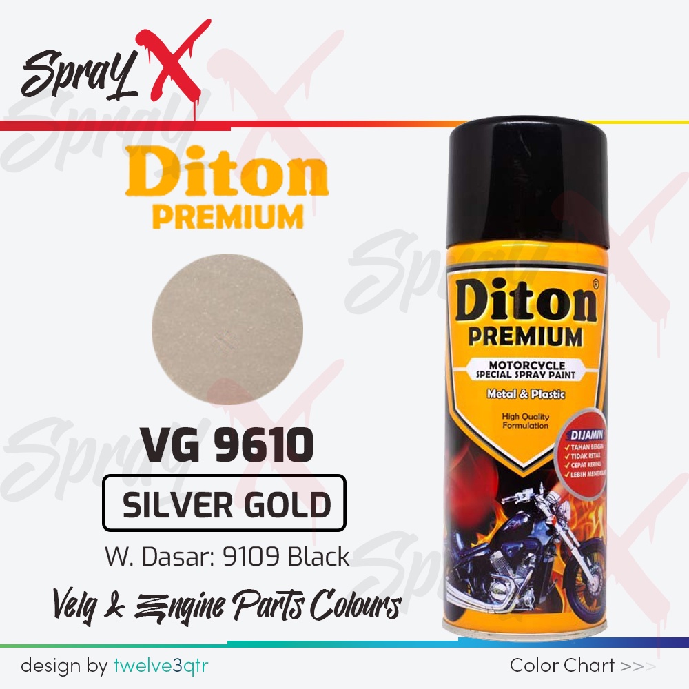 DITON PREMIUM VELG & ENGINE PARTS SILVER GOLD VG 9610 / EMAS VELG NMAX #VG9610 400ML - CAT SEMPROT