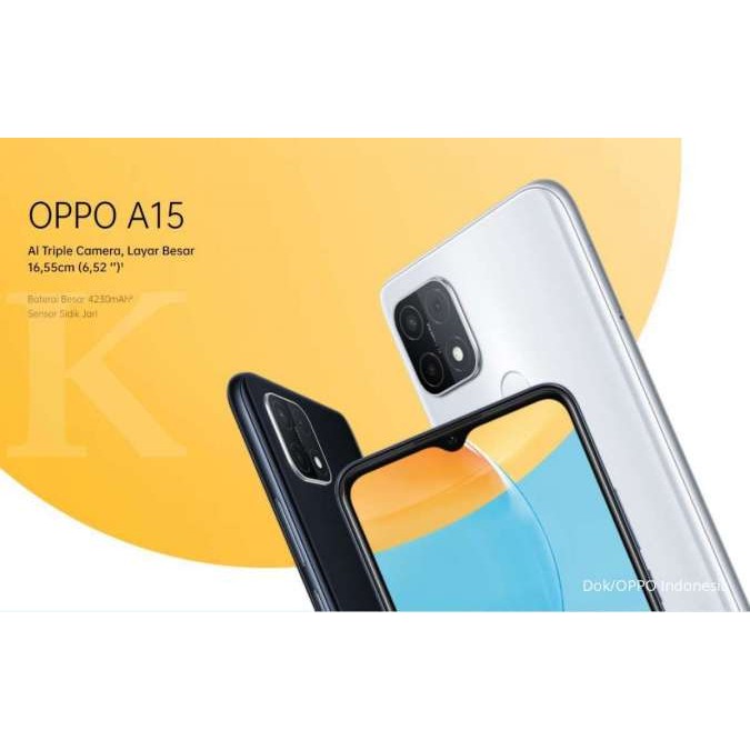 Jual oppo A15 ram 3/32GB new resmi 1 tahun garansi - warna putih/hitam