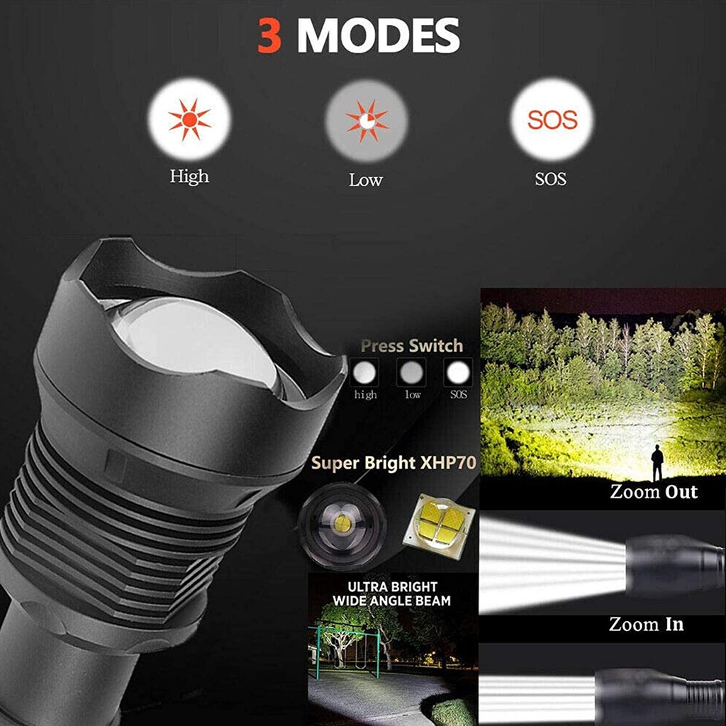 SENTER LED LIGHTS SUPER TERANG JARAK JAUH DAN LEBAR TAHAN AIR SUPER LIGHT RECHARGEABLE WATERPROOF FLASHLIGHT BR48