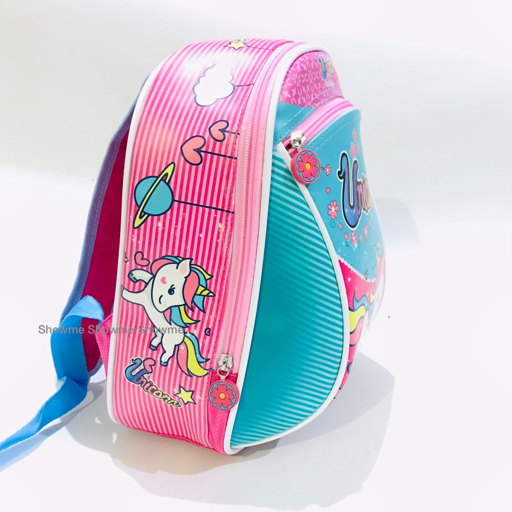 Showme Tas Ransel Anak Paud UNICORN MAGIC  biru pink muda