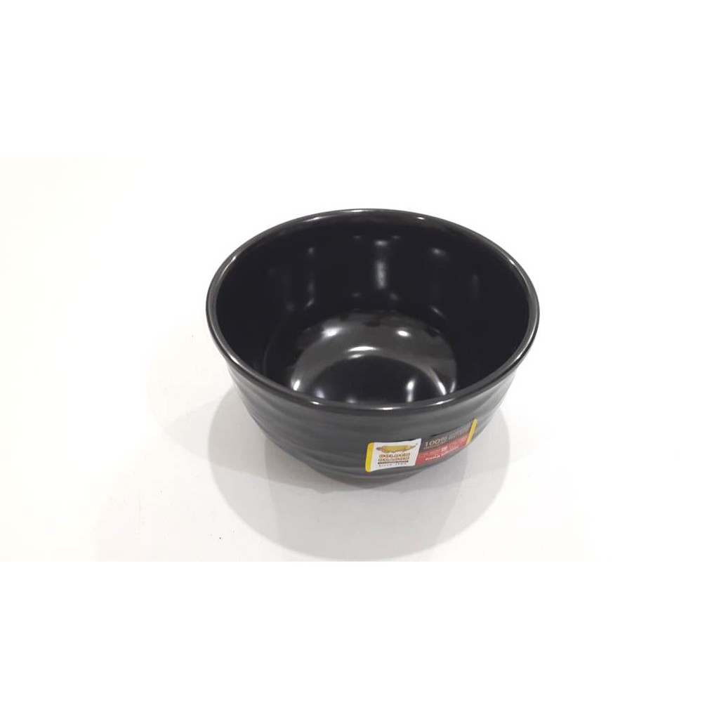 (2 PCS)  W4305 Mangkok Melamin Ulir Gelombang Golden Dragon - 4 inch Hitam MANGKOK KECIL