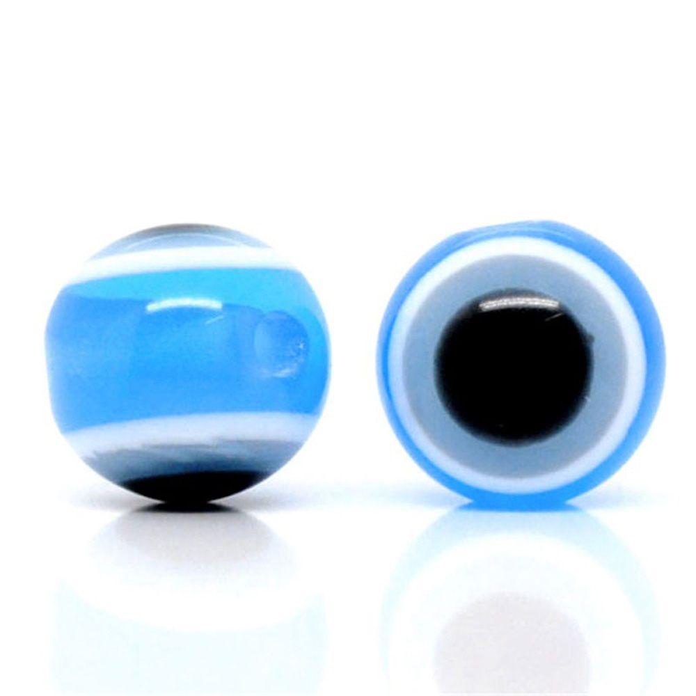 100pcs Manik-Manik Mata Iblis Warna-Warni Bahan Resin Ukuran 10mm Untuk Gelang Wanita