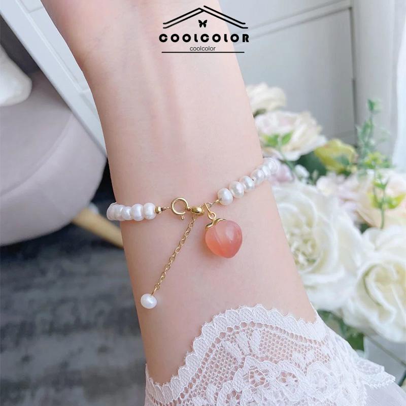 COD❤️Gelang Mutiara Persik Pelajar Wanita Niche Design Sisters Couple Best Friends Gelang Wanita Perhiasan Fashion Aksesoris Impor Murah