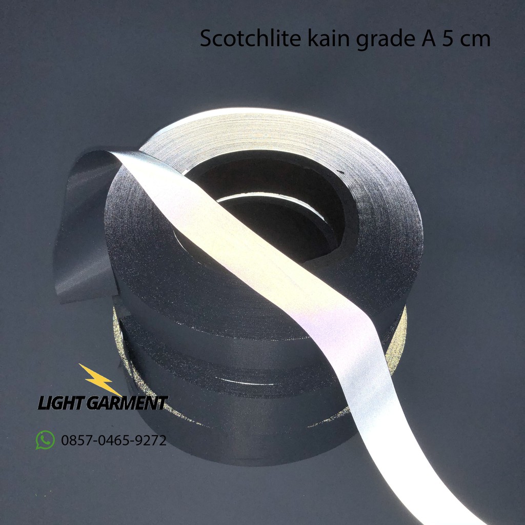 Scotchlite skotlet reflektor kain jahit pemantul cahaya 5 cm per 1 meter