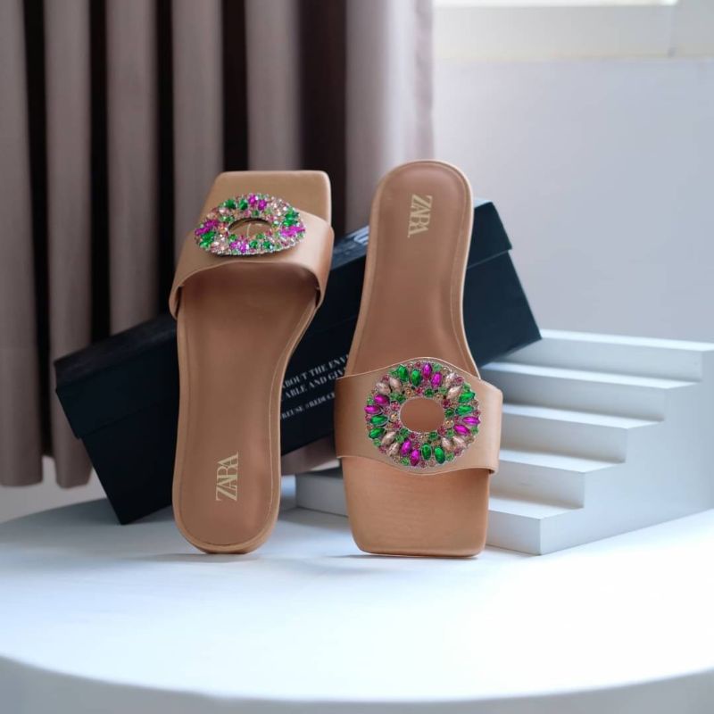 SANDAL FLAT ZR / SANDAL WANITA IMPORT 466/SANDAL MUTIARA /SANDAL DIAMOND ZR