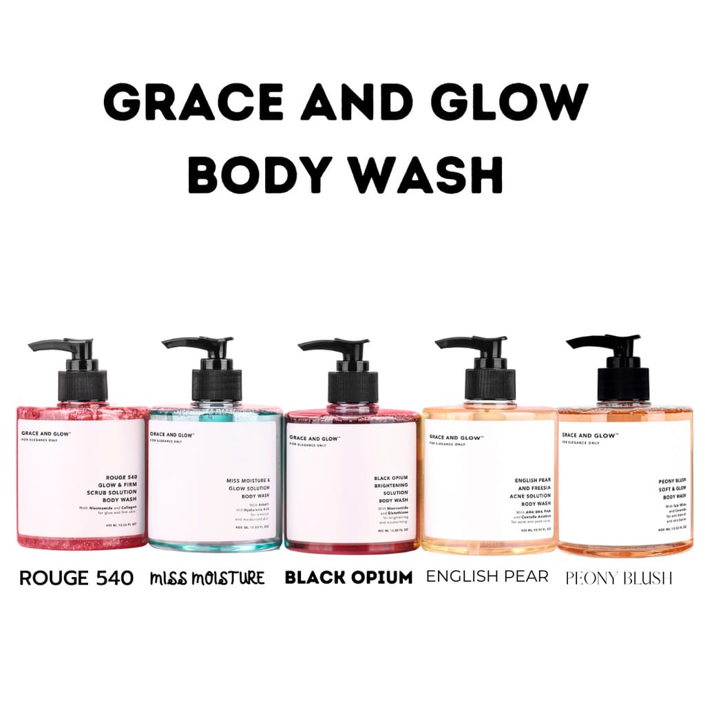 GRACE AND GLOW Body Wash Black Opium - English Pear and Freesia - Peony Blush - Miss Moisture - Rouge / Sabun Mandi