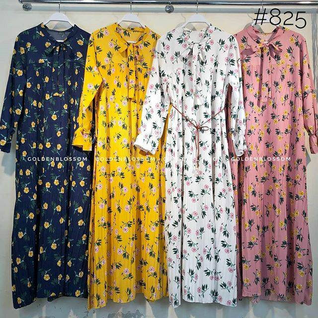 NENINA Gamis plisket wolfis import motif bunga
Kode: #825