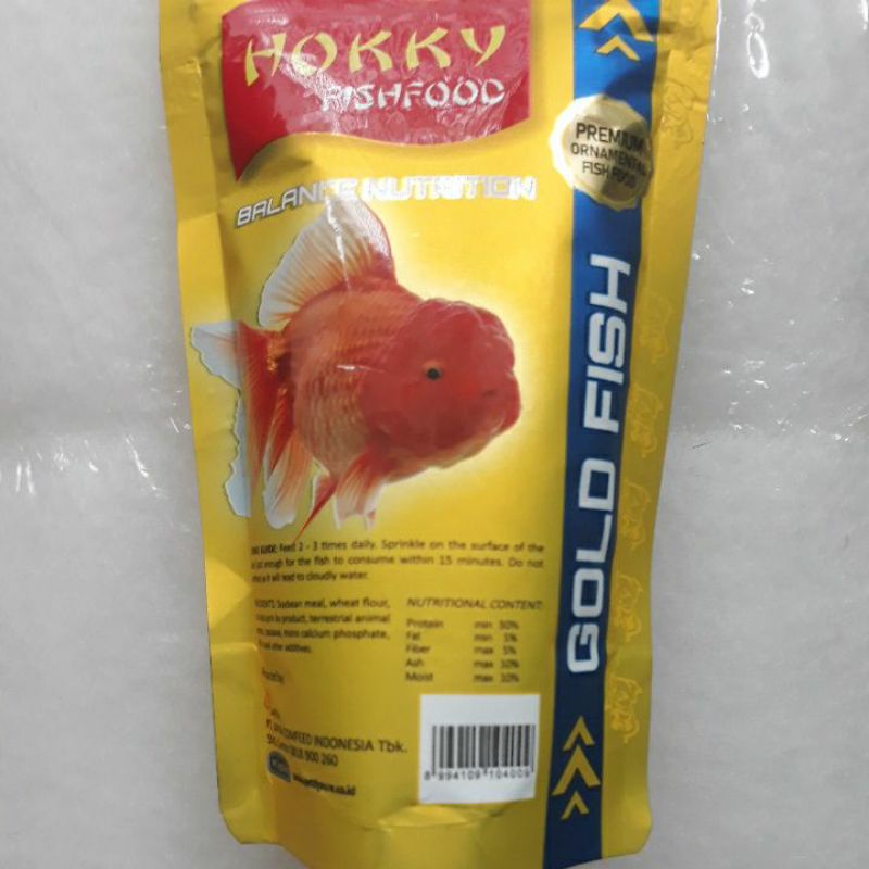 Hokky gold fish Premium 100gr 1mm, Pakan/makanan ikan