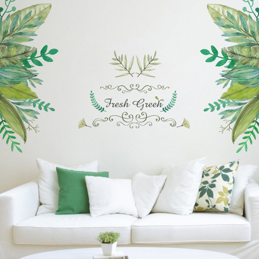 Nordic Green Mural Decal Home Decoration Wall Sticker Leaves