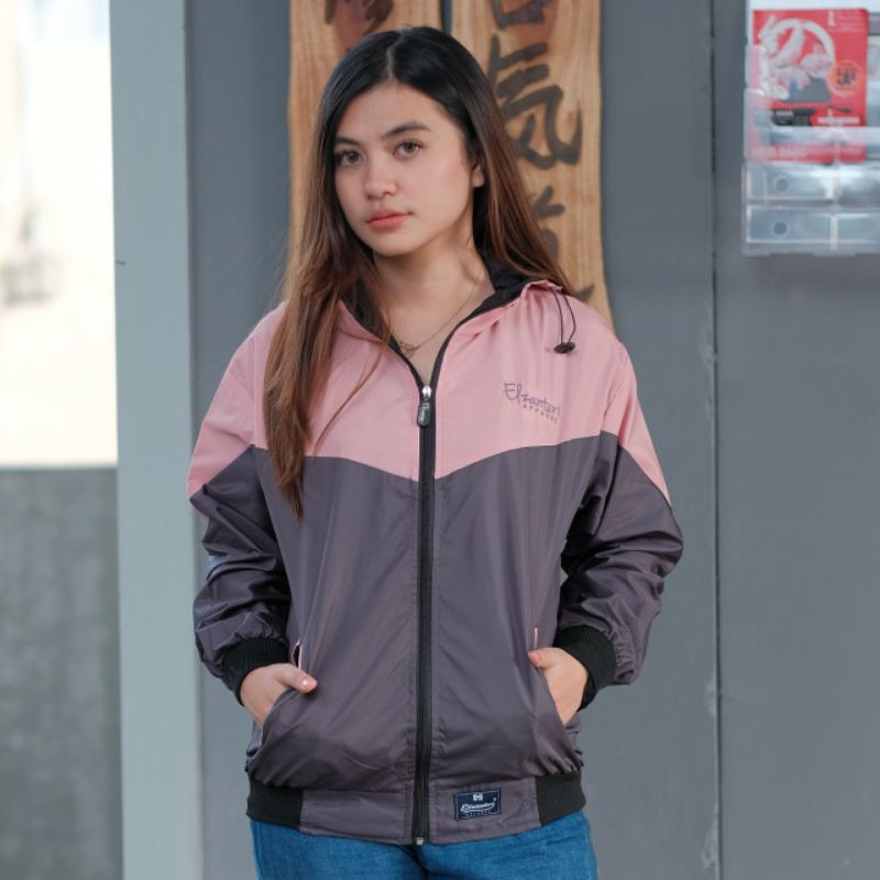 JAKET WANITA PARASUT ELZANTERI ORIGINAL / JAKET CEWEK TERLARIS / JAKET TERBARU-Dusty - Darkgrey
