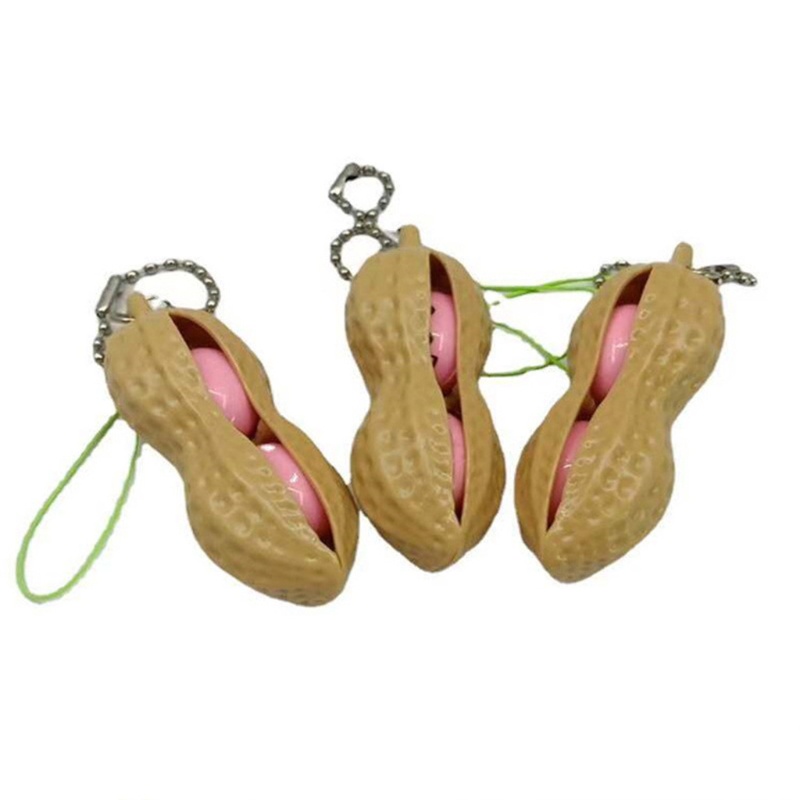 Mary 3 ''Fidget Peanut for Key Chain for Pop Squeeze Toy Anxiety Release Gadget Untuk w/Kacang Lucu Hadiah Anak Lovely Hand