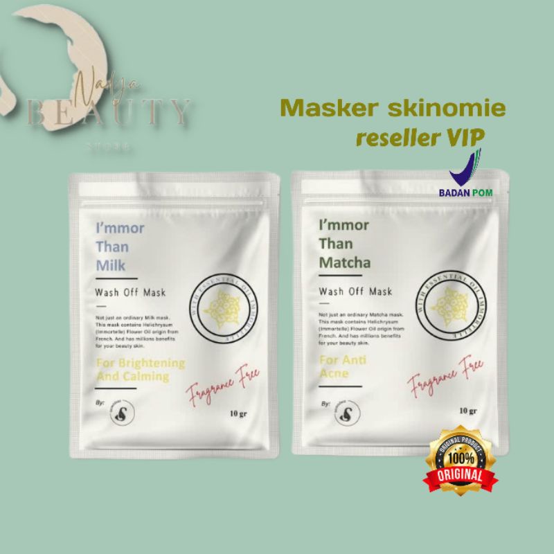 MASKER SKINOEMIE (BPOM |10gr Masker IMMORTAL FlOWER MILK| MATCHA