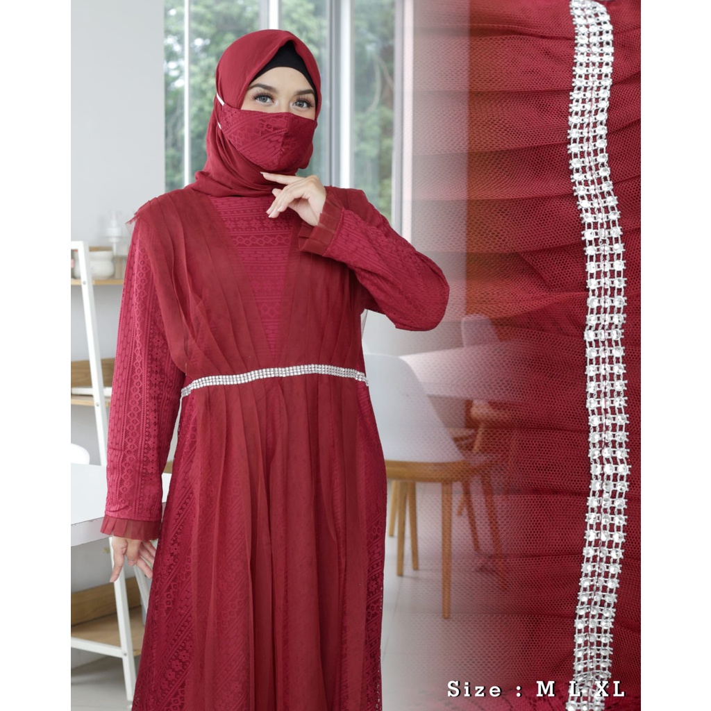 kadai.baju / Gamis Pesta Brukat Tile/ Gamis Kondangan Seragam/ Gamis Jumbo Wanita/ Fashion Muslim - Size M L XL