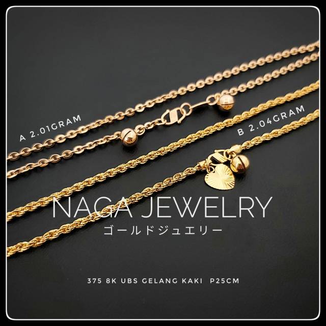 GELANG KAKI VANCY LONCENG EMAS 375  P 25cm