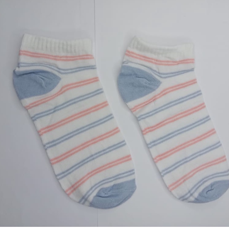 ⭐Gogoland⭐ Kaos Kaki Wanita Fashion Motif Strawberry Bunga Lebah Bee Kotak Biru Navy  Bunga Biru Green Leaf  Polos Pattern Garis Kaoskaki Pendek Korea Sock Import KK001-006-K4 BIRU GARIS