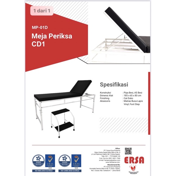 meja periksa examination table besi + tangga