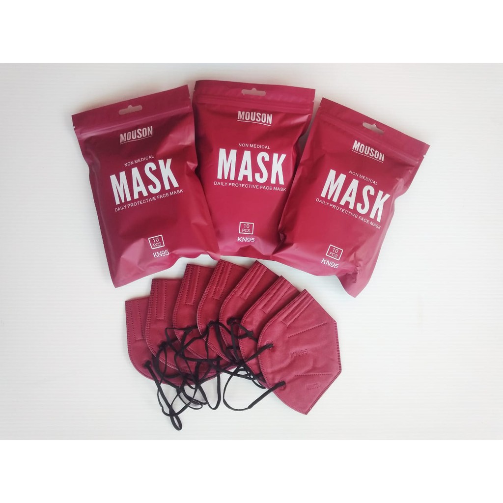 Masker Kn95 Mouson Warna Maroon Murah - Masker Mouson KF94 4ply